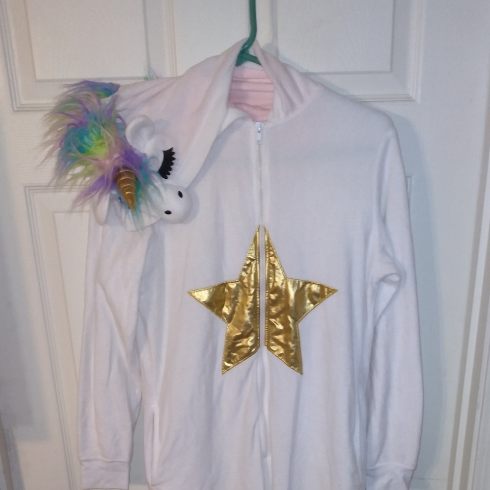 Adult small unicorn zip up onsie/costume